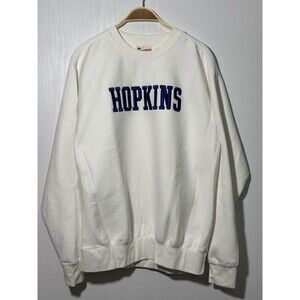 Johns Hopkins MV Sport Pro Weave Sweatshirt Mens Medium White Navy 3D Crewneck